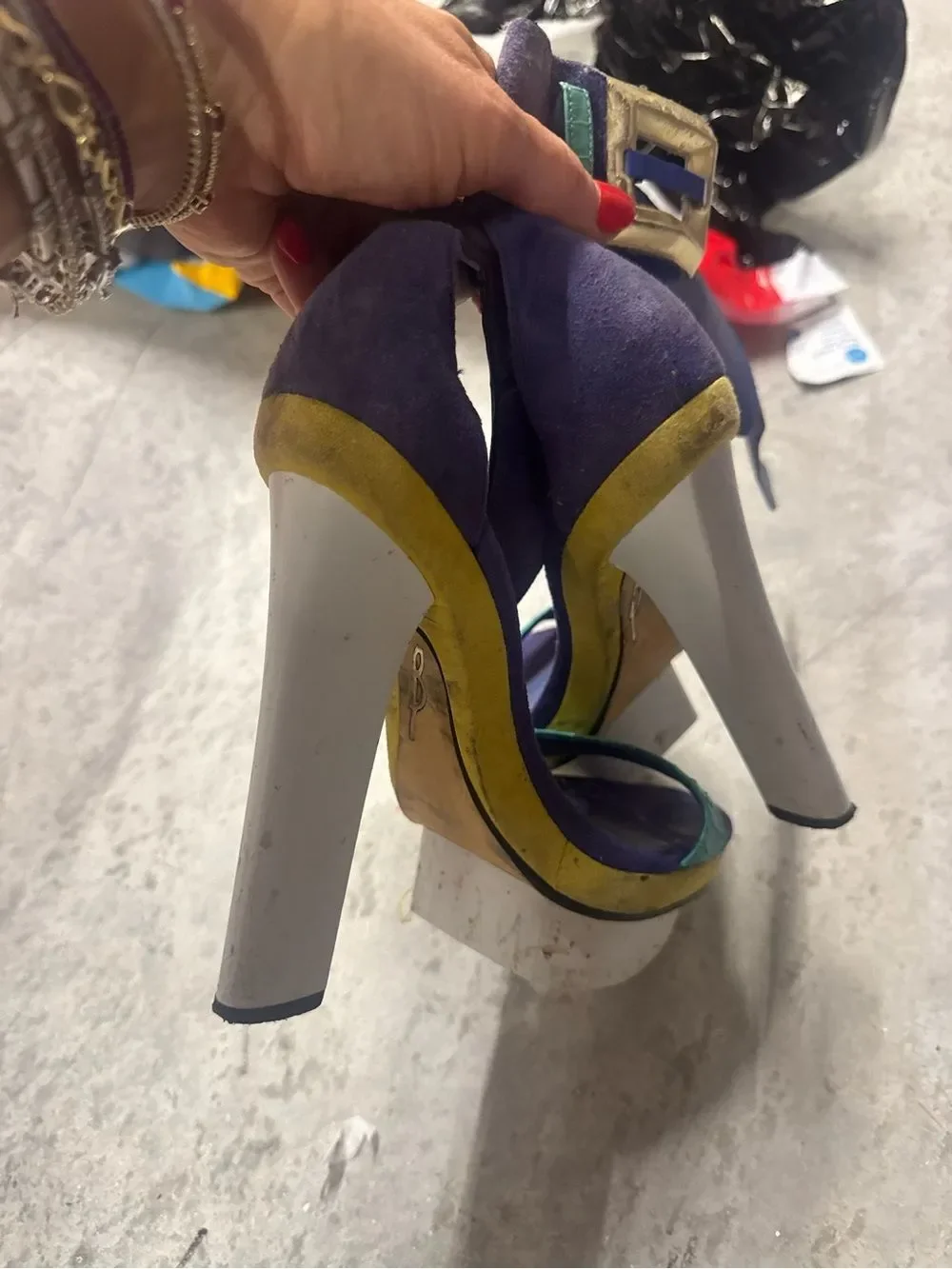 Brian Atwood Suede Heels - Blue Teal Colorful Size 8